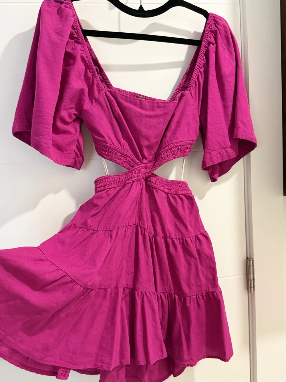 Free People - Raspberry Cross of Sunlight Mini Dress